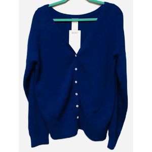 Kowtow Size Large Cyan Blue Long Sleeve Organic Cotton Greta Cardigan